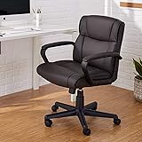 Amazon Basics Padded Office Desk Chair with Armrests, Adjustable Height/Tilt, 360-Degree Swivel, 275Lb Capacity - Dark Brown,