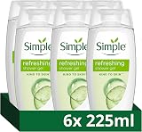 Simple Kind to Skin Refreshing Shower Gel 6 x 225 ml Cucumber Extract view 1