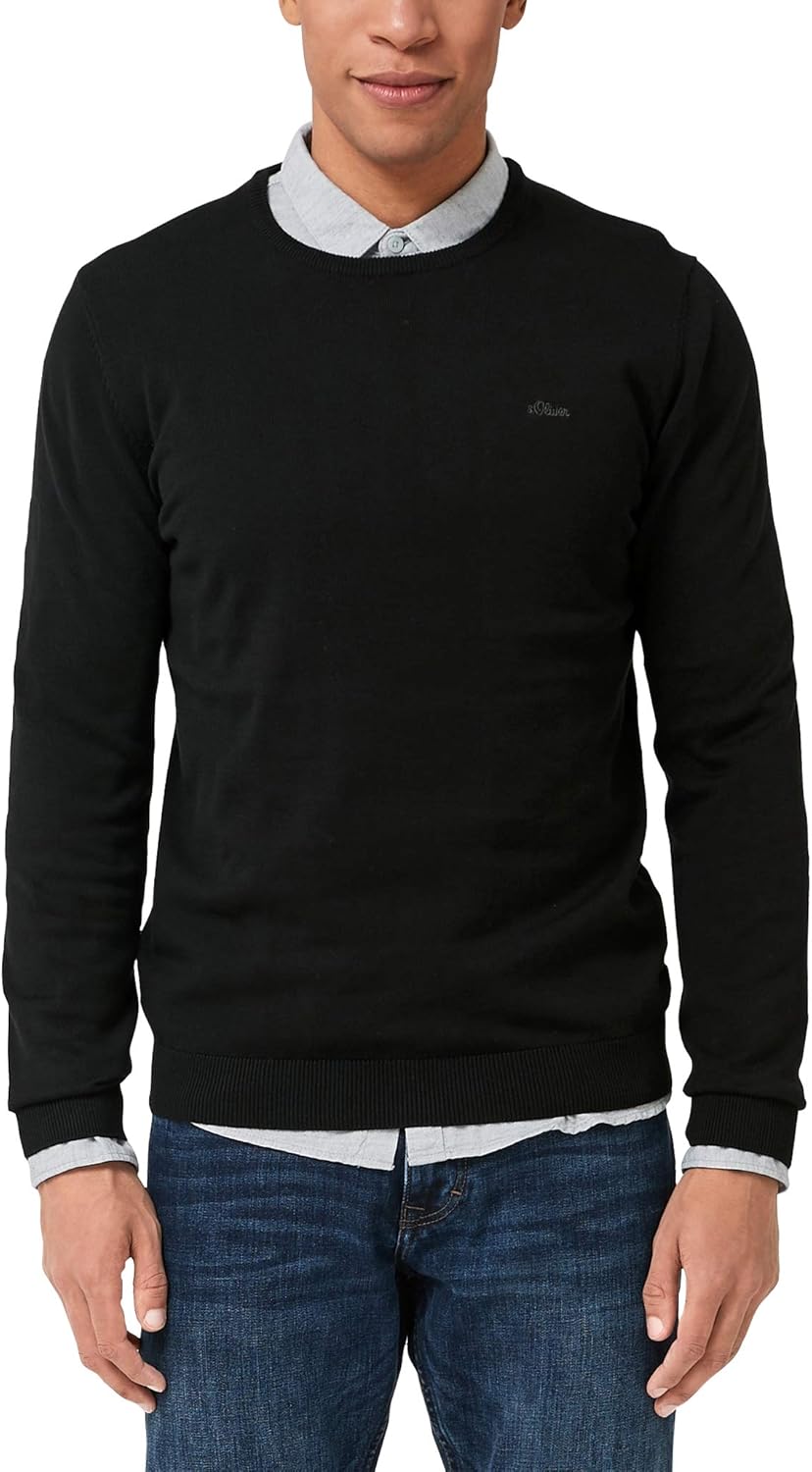 S.Oliver Herren Pullover - Baumwolle Rundhals Modisch Slim Fit