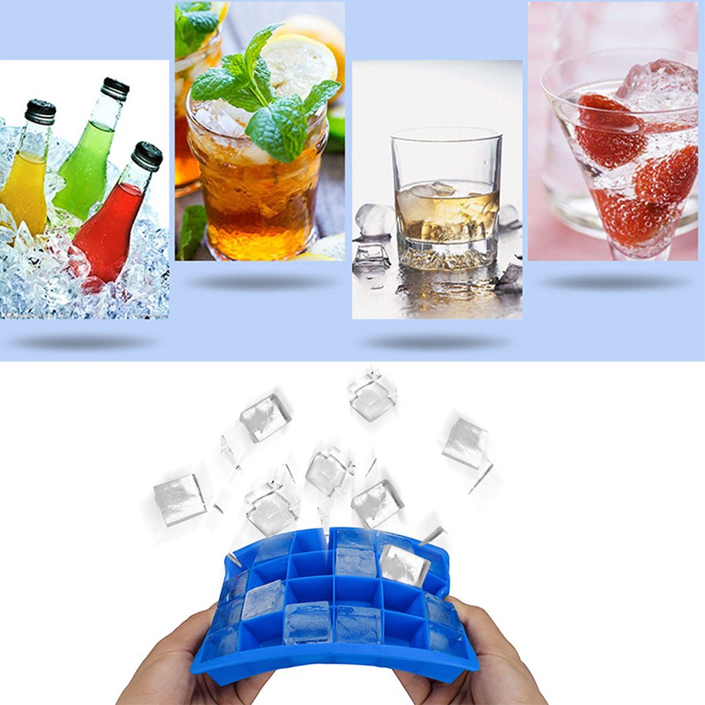 Ice Cube Trays,Guardians 24 Cube Food Grade Silicone Ice Tray Molds Easy Release Ice Jelly Pudding Maker Mold (Blue-2 Pack)