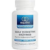 Equilife Daily Digestive Enzyme Supplement with Bromelain, Lactase, and Lipase, Supports Digestion of Protein, Fiber, Carbs and Fats, Gluten Free, Vegan, Non-GMO, 90 Capsules