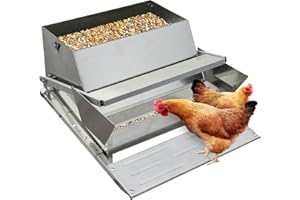 27LB Automatic Chicken Feeder, Rat-Proof Galvanized Steel Treadle Feeder, No-Waste Design for Chicken Coop, Ducks, Bantams, P