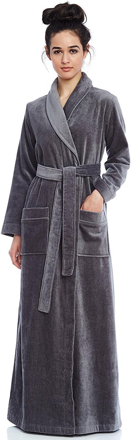 Cinderella Long Women's Terry Cotton Bath Robe - Toweling With Belt - Floral
