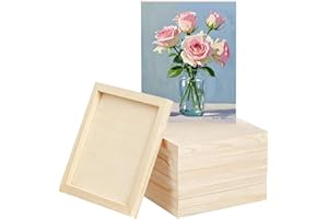 5 Pack 12 x 16 inch Wood Panel Boards,Unfinished Wood Frames for DIY Art Projects, Square Canvas for Painting, Pouring, Arts 