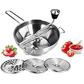 KitchTron Food Mill with 3 Grinding Milling Discs,Bowl & Milling Handle.Dishwasher Safe Stainless Steel meal grinder Perfect