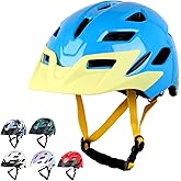 Bilaki Kids Bike Helmet, Adjustable Toddler Youth Helmet with Detachable Visor & LED Light for Boys Girls Ages 2-14, Multi-Sport Helmet for Cycling Scooter Skating, 2 Sizes