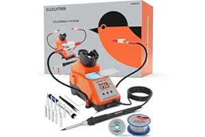 SUZUME 60W Digital Soldering Station Fast Heating Precision Temperature Control Soldering Iron Station with Stable Base Auto Sleep 10 Soldering Iron Tips Soldering Station Kit for Beginners DIY hobbyist