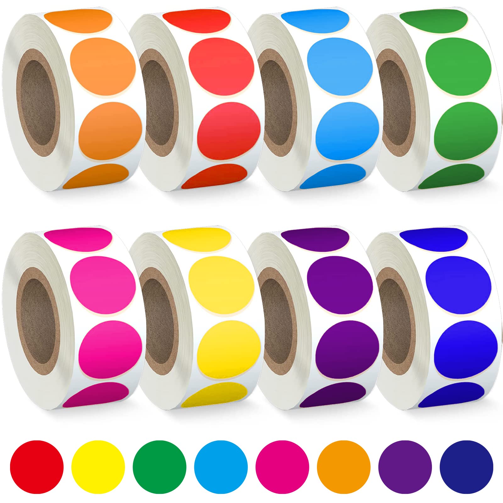 Photo 1 of 4000 PCS 3/4" Colored Dot Stickers Circle Color Coding Labels, 8 Color Style Colorful Coding Label Sticker for Office, Student Classroom(8 Rolls, 3/4 Inches)