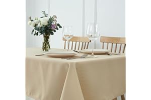 maxmill Rectangle Tablecloth Weaved Texture Design Water Resistant Wrinkle Free Spill-Proof, Soft Table Cloth for Dining Room Decoration, Banquet Parties Event Holiday Dinner, 52 x 84 Inch Natural