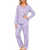 ENJOYNIGHT Womens Pajama Set Cotton Long Sleeve Pjs Two Piece Sleepwear with Pockets