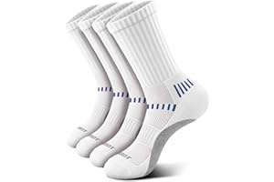 Boys Socks Cushioned Compression Athletic Crew Socks Running Arch Support for 4-12 Years Old Gilrs Kids Youth 4 Pairs
