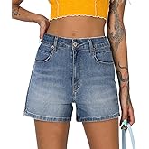 ZOLUCKY Jean Shorts Womens Summer High Waisted Denim Stretchy Ripped with Pockets