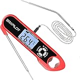 BRAPILOT Meat Thermometer Instant Read - FT106 Food Thermometer for Cooking Dual Probes, Alarm Setting Backlight & Magnet for
