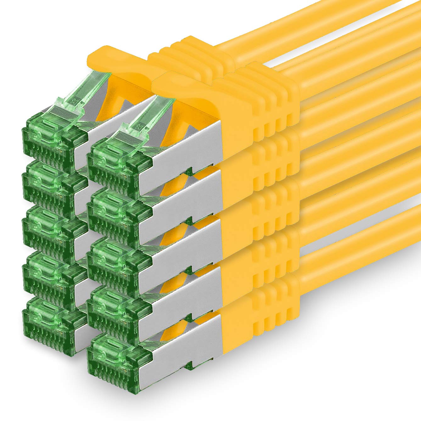 1aTTack.de 1 M Cat.7 Network Cable Pack of 10 Cat7 Patch Cable Lan Cable Ethernet RJ45 10 Gbit/s (All Internet Speeds) Yellow 1 Meter