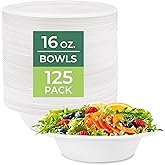 Freshware Paper Bowls - Disposable 16 oz. Soup Bowl, 125-Pack Biodegradable Sugarcane Fiber Serving Bowls - Heavy Duty Bagasse for Hot Food Plates - Microwave & Freezer Safe, Stackable Dinnerware