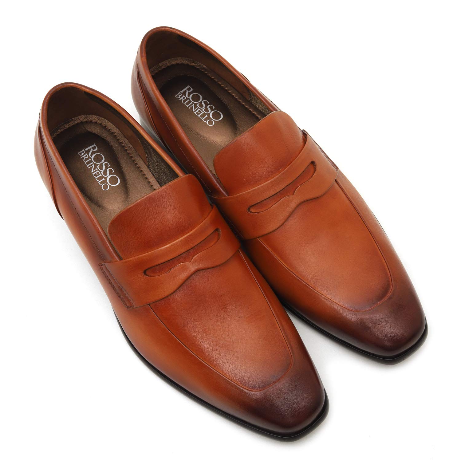 ROSSO BRUNELLO Mens Tan Loafers Italian Leather Shoes Amazon.in