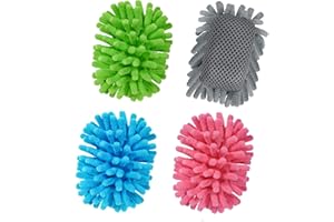 SITHON 4 Pieces Magnetic Microfiber Shag Whiteboard Eraser, Washable Microfiber Shag Dry Erase Board Eraser for Markers, Chalk, Home, Classroom and Office (Gray/Green/Blue/Pink)