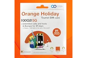 ETERNAL COMMUNICATIONS Preloaded Orange Travel Sim Card Now with 100GB of 5G Data, Unlimited Calls & SMS in Europe, 120 mins & 1000 SMS from Europe to Worldwide (Lasts for 31 Days). Tethering Allowed