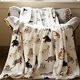 Cat Throw Blanket, 60"x80" Soft Cozy Flannel Throw with Cat Print for Pet Lovers Lightweight Pet Themed Blanket Gifts Full Seasons