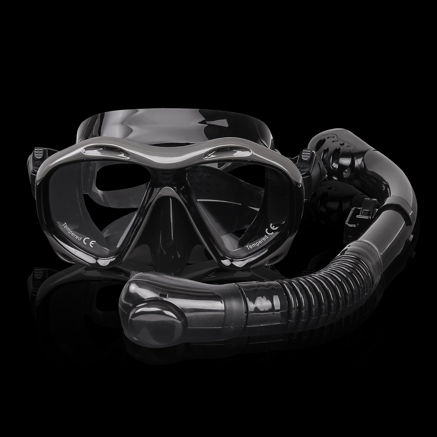 Adjustable Snorkel Clips DualLayer Tempered Glass Goggles Lenses