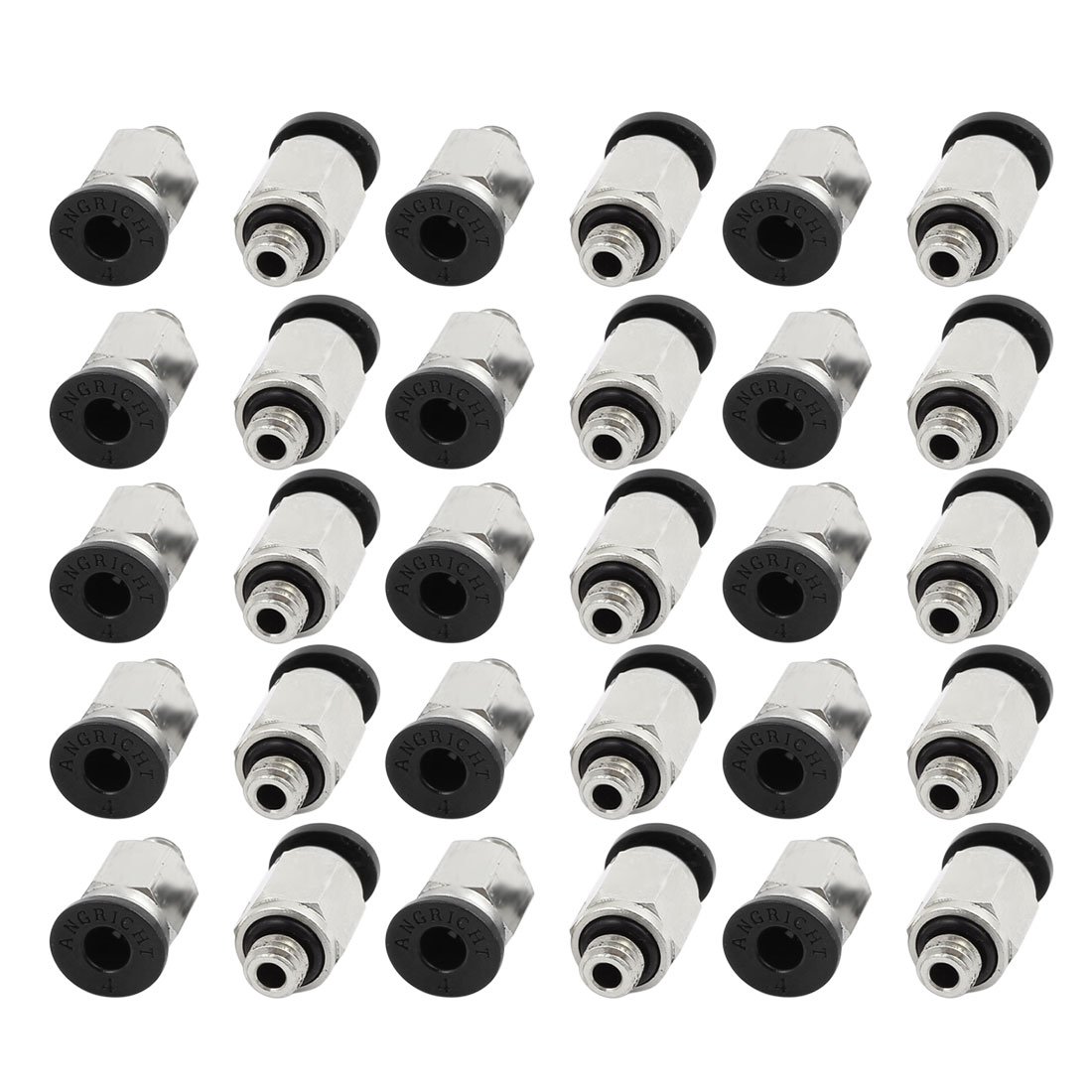 sourcingmap 30pcs M6 Male Thread Dia 4mm Push in Joint Pneumatic Connector Quick Fittings