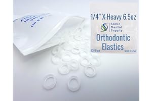 Orthodontic Elastic Rubber Bands - 100 Pack - Clear Latex Free - Sonic Dental Supply - Made in USA (1/4" Heavy/X-Heavy 6.5 oz)