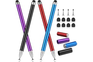 MEKO 4 Pack Stylus Pens for Touchscreens, 2-in-1 High Sensitivity&Precision Capacitive Stylus Pens for iPad iPhone Android Smartphone Tablets All Touchscreen Devices(4 Stylus + 12 Tips)