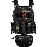 Tuxapo Tactical Molle Vest for Men with Quick Release Front Pouch Set Heavy-Duty Detachable and Reassembleable