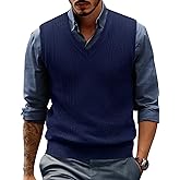 PJ PAUL JONES Mens Sweater Vest V Neck Cable Knitted Casual Sleeveless Pullover Sweaters