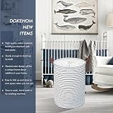 DOKEHOM 24-Inch Freestanding Laundry Hamper with Lid XL Blue Stripe view 2