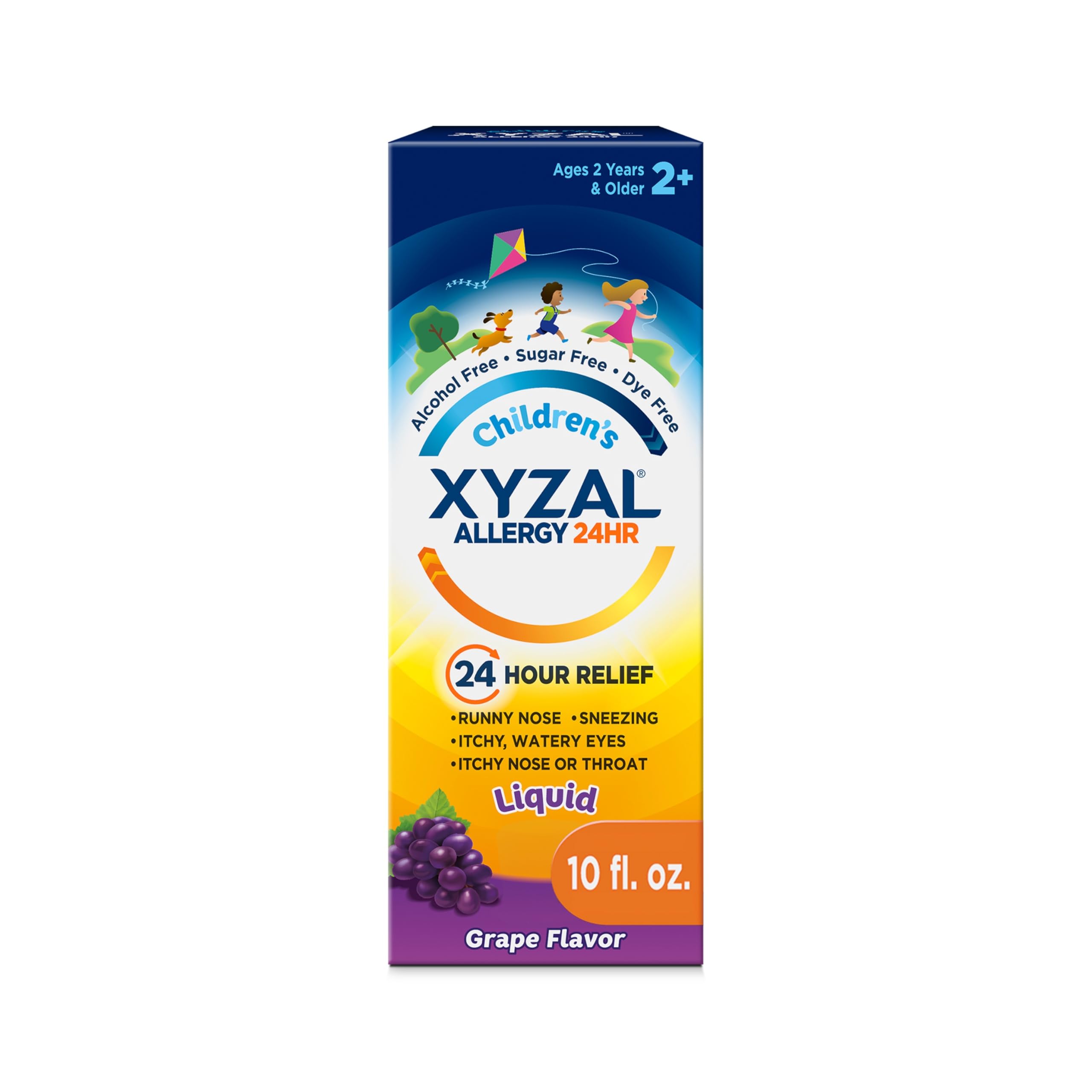 Photo 1 of **********  expire 06/2025***************77  pack Xyzal Children's 24 Hour Allergy Relief Medicine for Kids, Levocetirizine Dihydrochloride Liquid Antihistamine, Grape, 10 Fl. oz.