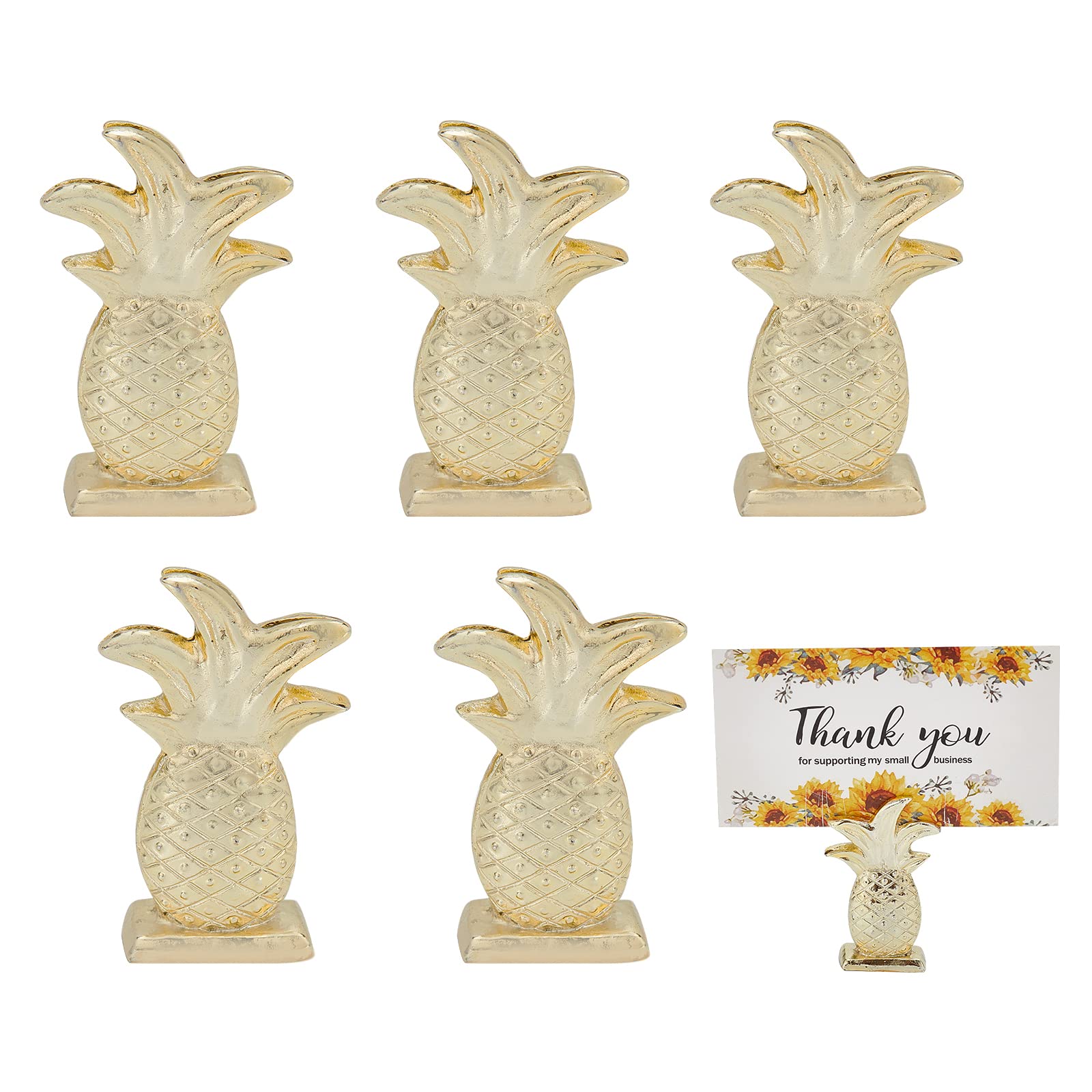 CHGCRAFT 6Pcs Gold Pinefruit Place Card Holder Creative Pinefruit Position Card Holder Pinefruit Resin Table Number Holder for Wedding Party Anniversary, Light Goldenrod Yellow, 20x11x52mm