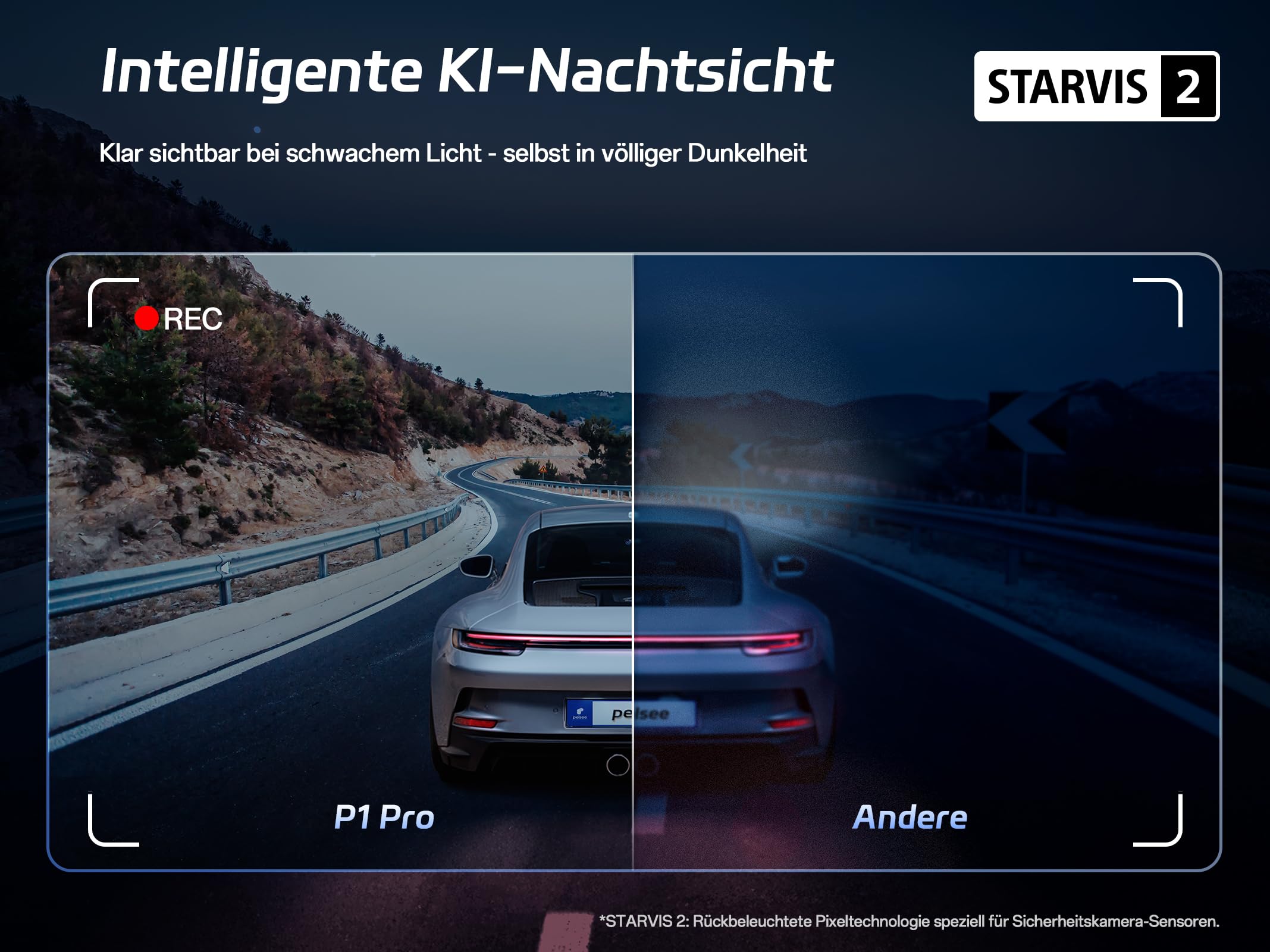 Pelsee 4K Dashcam Auto Vorne Hinten mit STARVIS 2 Sensor, 3.39'' IPS Display dashcam Auto mit 24H Parküberwachung, 5.8GHz WiFi, HDR WDR, ADAS, GPS, Vollfarben-Nachtsicht mit WiFi, 64GB SD Karte 3