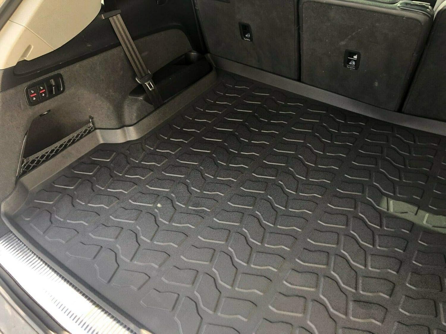Rear Trunk Liner Tray Mat Pad For Audi Q7 Sq7 2016 2017 2018 2019 2020 Floor Cargo Cover Tray Protection Dirt Mud Snow All Weather Season Waterproof Waterresistant 3d Laser Measured Custom Fit Automotive Interior Accessories