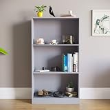 Vida Designs Cambridge 3 Tier Medium Bookcase Grey Wood Shelving view 2