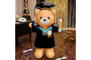 Graduation Bear Balloon, 61 Inch Diploma Graduation Cap Bear Shaped Aluminum Foil Balloon, Cartoon Animal Congrats Grad Decor