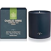Charles Farris Luxury Scented Candle – 1 Wick, Hand-Poured, Long Lasting, Clean Burning, 210g / 7.5oz, Burns for up to 50 Hours, Made in England – Cloves, Tobacco & Mint Tea – British Expedition