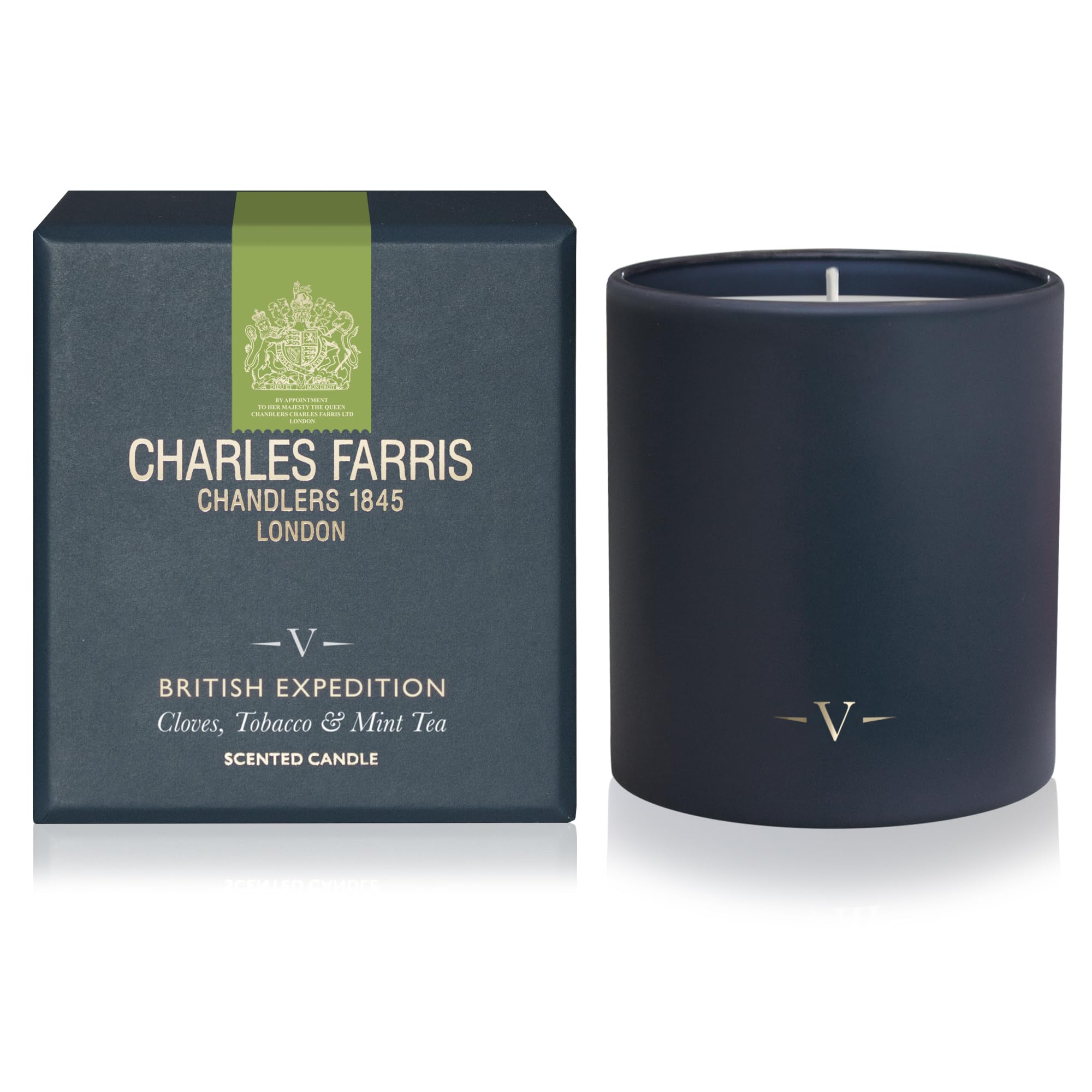 Charles Farris Luxury Scented Candle - Cloves, Tobacco & Mint Tea - 50+ Hours Burn Time - Artisan Hand-Finished Glass Jar, Made in England (British Expedition) — image 1