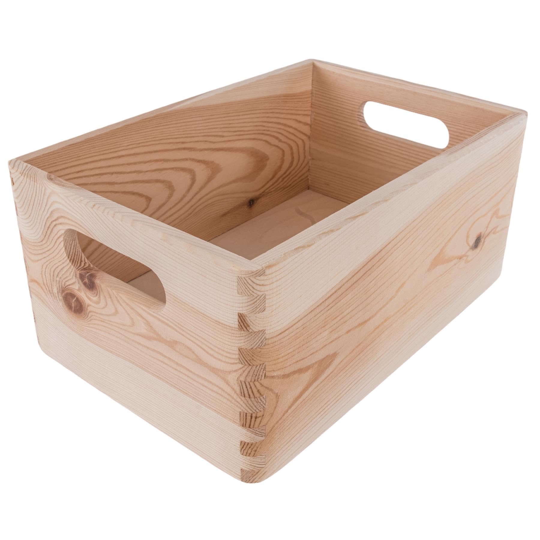 WooDeeDoo Medium Duty Under Bed Wooden Storage Crate With Handles – 30 x 20 x 14 cm Stackable 6L Wood Box for Craft Supplies Bedroom Organisation – Unfinished Decorative Pine Container