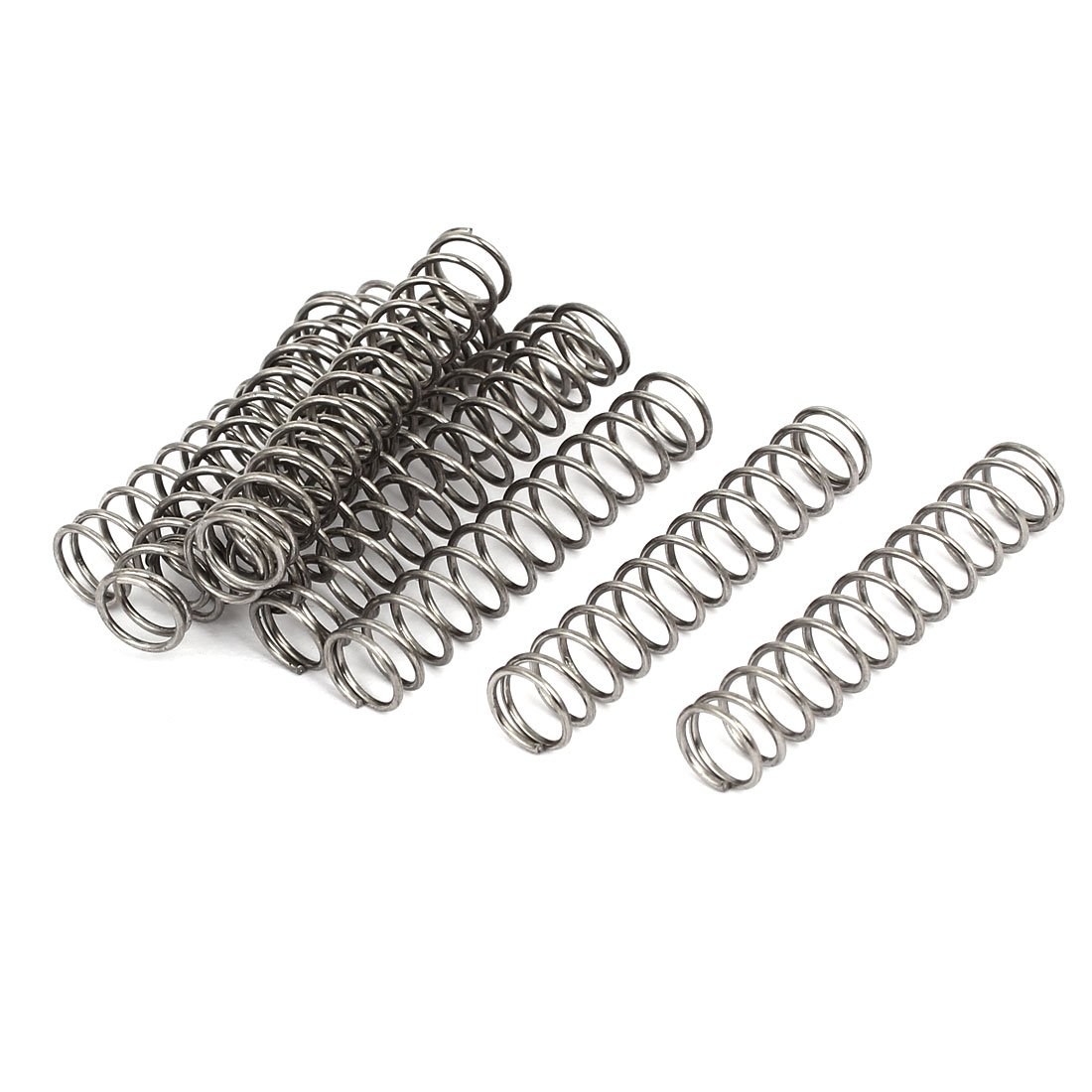 sourcingmap Compression Spring,304 Stainless Steel,8mm OD,0.8mm Wire Size,40mm Free Length,Silver Tone,10Pcs