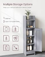 VASAGLE Slim Bathroom Storage Cabinet Dove Grey BBC310P36 20x18x80 cm view 3