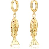 MIJENITI Gold Silver Hoop Earrings for Women Gold Silver Fish Dangle Earring Fashion Beach Jewelry for Women