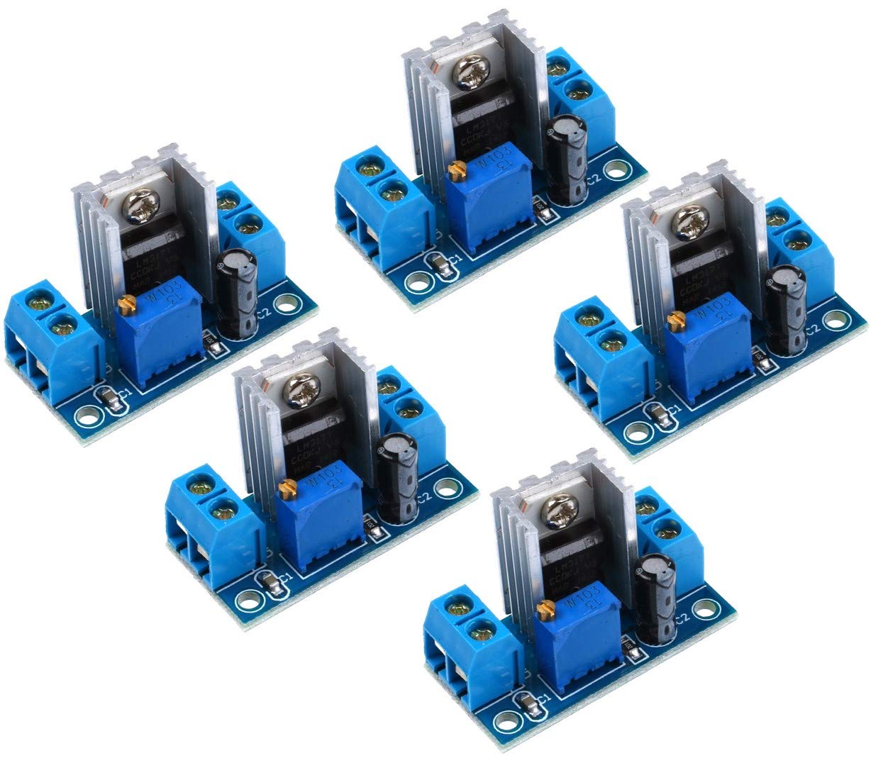 TECNOIOT 5pcs LM317 DC-DC Converter Adjustable Linear Regulator Step Down Circuit Board