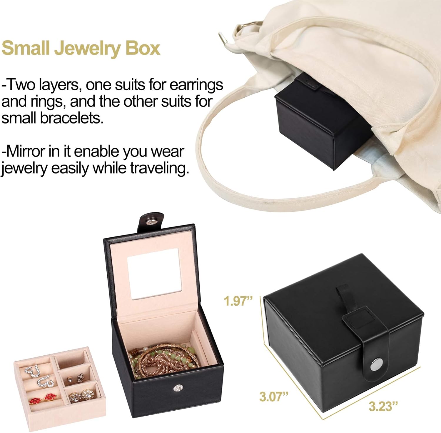 Homde 2 in 1 Huge Jewelry Box/Organizer/Case Faux Leather with Small Travel Case, Gift for Girls or Women (Black): Home Improvement