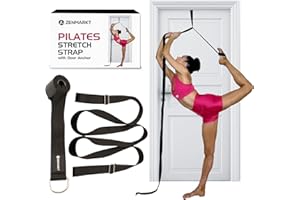 ZENMARKT Pilates Stretching Strap with Door Anchor - Flexibility Equipment for Pilates Practitioners - Ideal for Improving Leg Flexibility, Core Stability, and Posture Alignment at Home