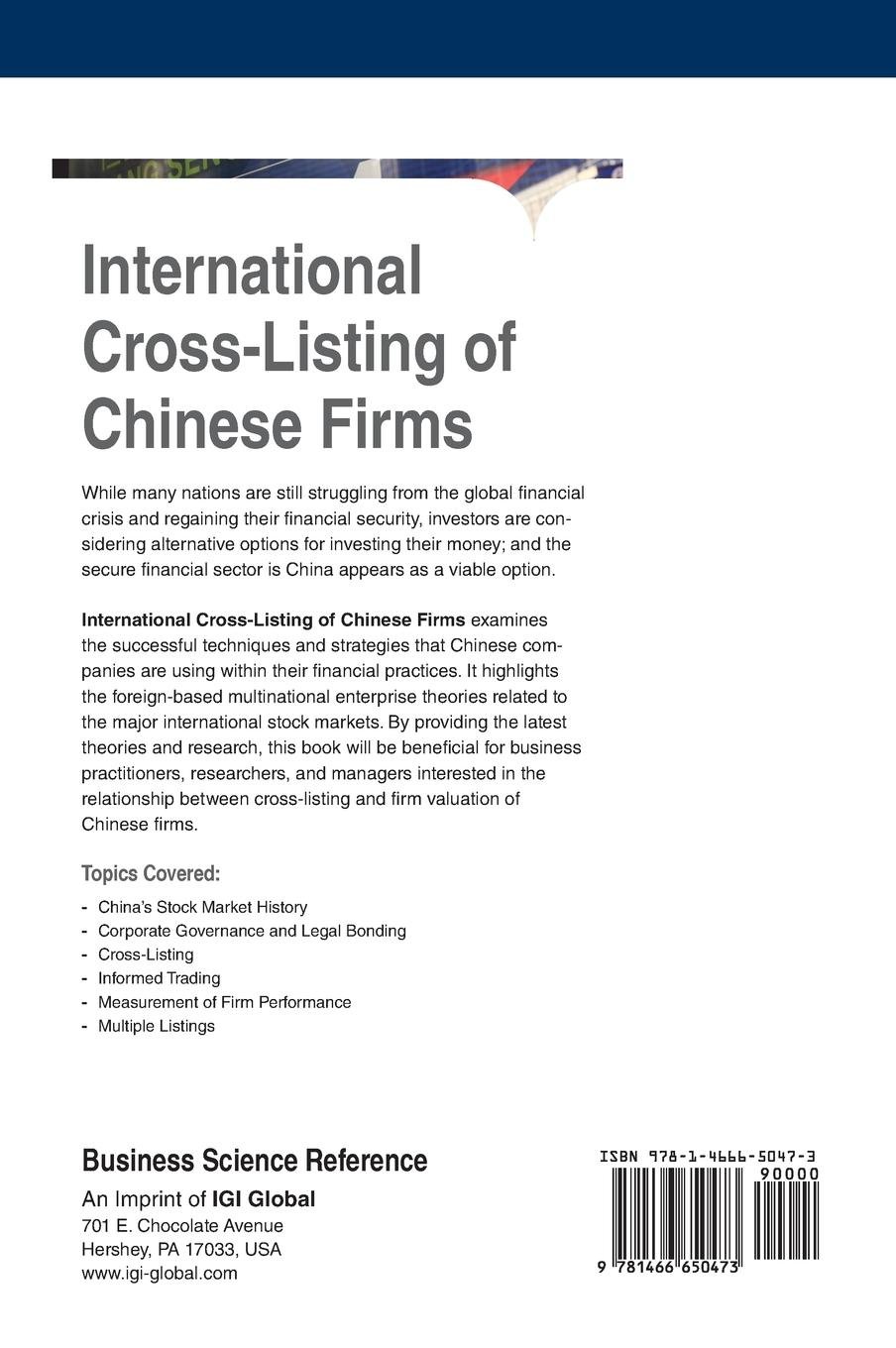 International Cross Listing Of Chinese Firms Research - 
