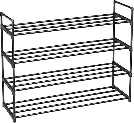Amazon Com Songmics 4 Tier Shoe Rack Metal Shoe Shelf Storage Organizer Hold Up To 20 Pairs Shoes For Living Room Entryway Hallway And Cloakroom 36 2 X 11 8 X 28 7 Inches Black Ulsa24bk Home Improvement
