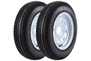 MERXENG Set of 2 5.30-12 5.30x12 530-12 5.30-12 Trailer Tires with 12" Rims, 5 Lug on 4.5", Load Range C, 6PR