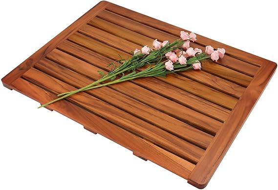 Utoplike Teakholz Badematte, Duschmatte rutschfest für Badezimmer, 24"x