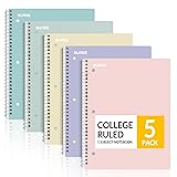 SUNEE Spiral Notebooks, 1-Subject, 5 Pack, College